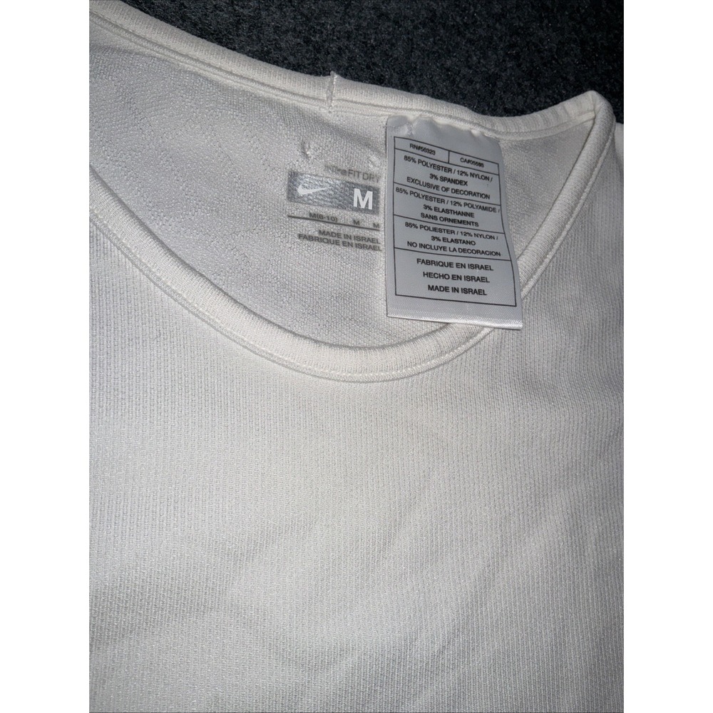 Nike FIT DRY Womens White Short Sleeve Training Top Reflective M 257730-101 - Picture 5 of 12
